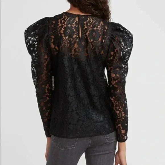 Express Lace Puff Sleeve Top XS - Picture 2 of 3